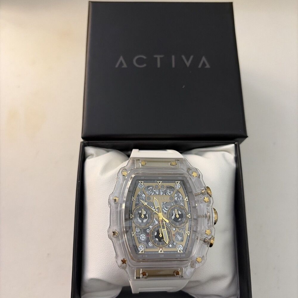 ⚪️ACW2305-023 - Activa Fury X Invicta Men's Watch w/ Skeleton Dial 44.3mm, White